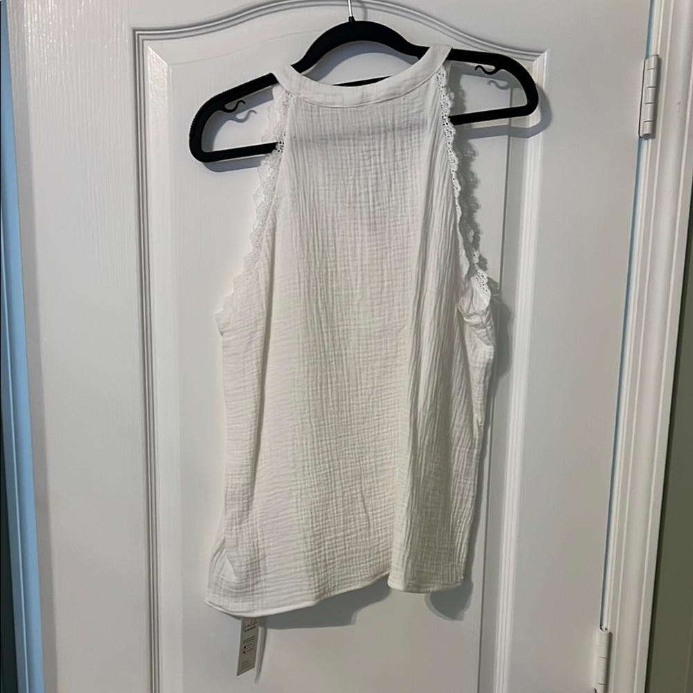 Cupshe Cream Ribbed Ruffled Tank Top - Picture 4 of 4